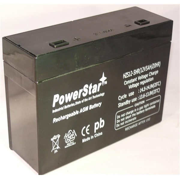 Powerstar 12V, 5.1Ah 21 Watts Sealed Lead Acid Battery With Recessed Polarized HZS12-5-10 - main